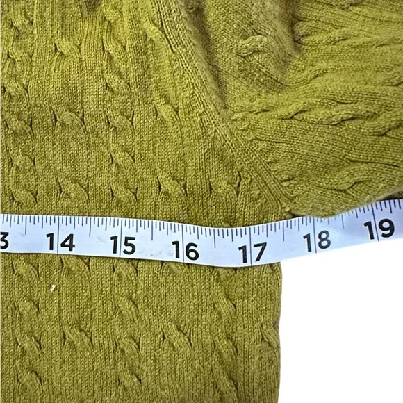 Charter Club Women’s Pima Cotton Cable Knit V-Neck Sweater Size M. Chartreuse - Picture 3 of 5